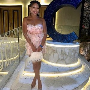 Sequin Feather Mini Dress